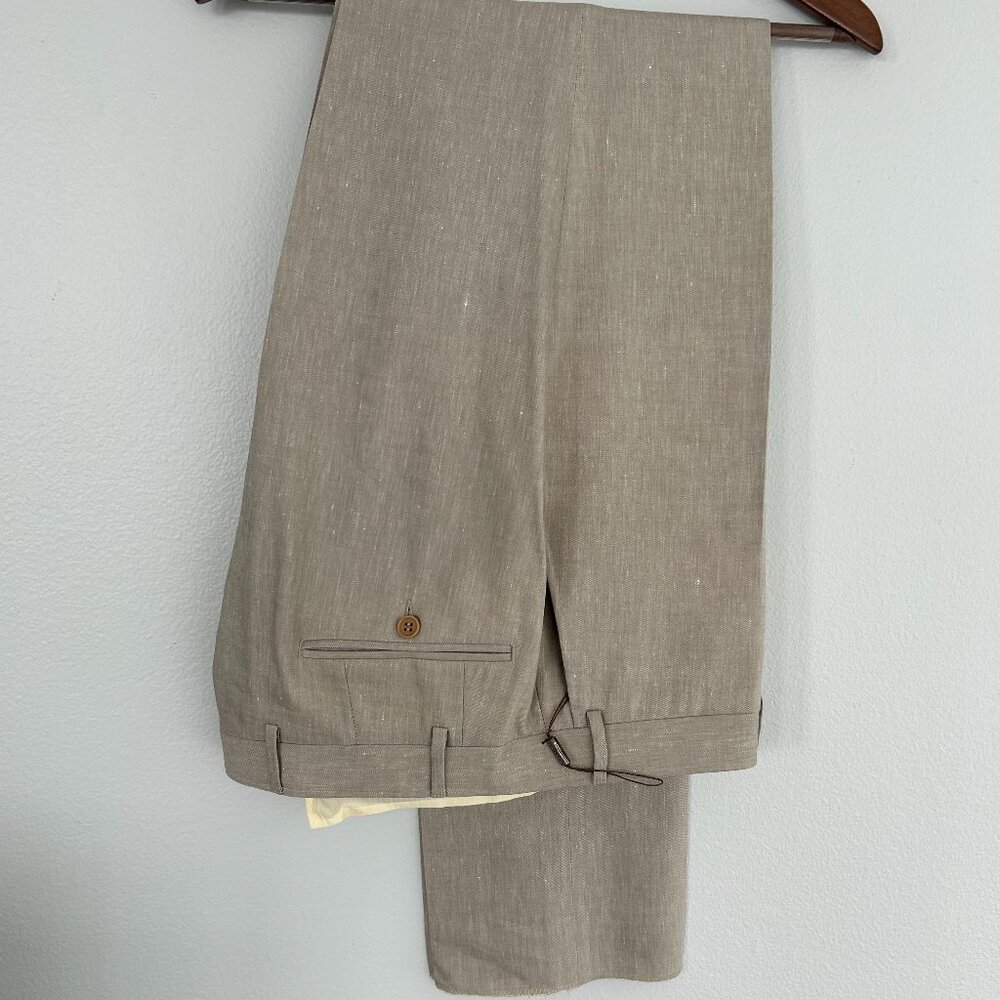 CANALI Milano Trim Fit Linen & Wool Dress Pants